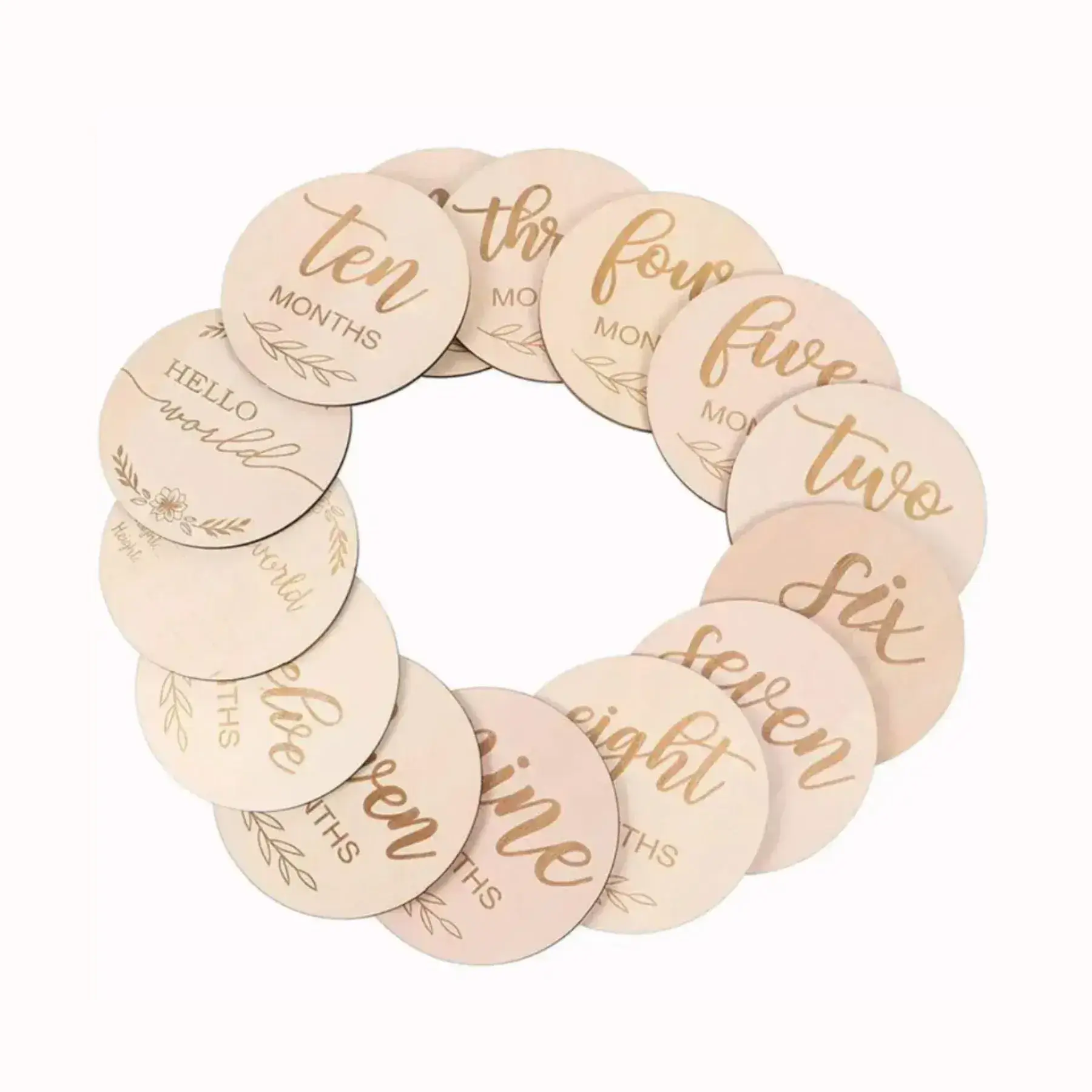 Wooden Engraved Words Monthly Milestone Card Set - Image 3